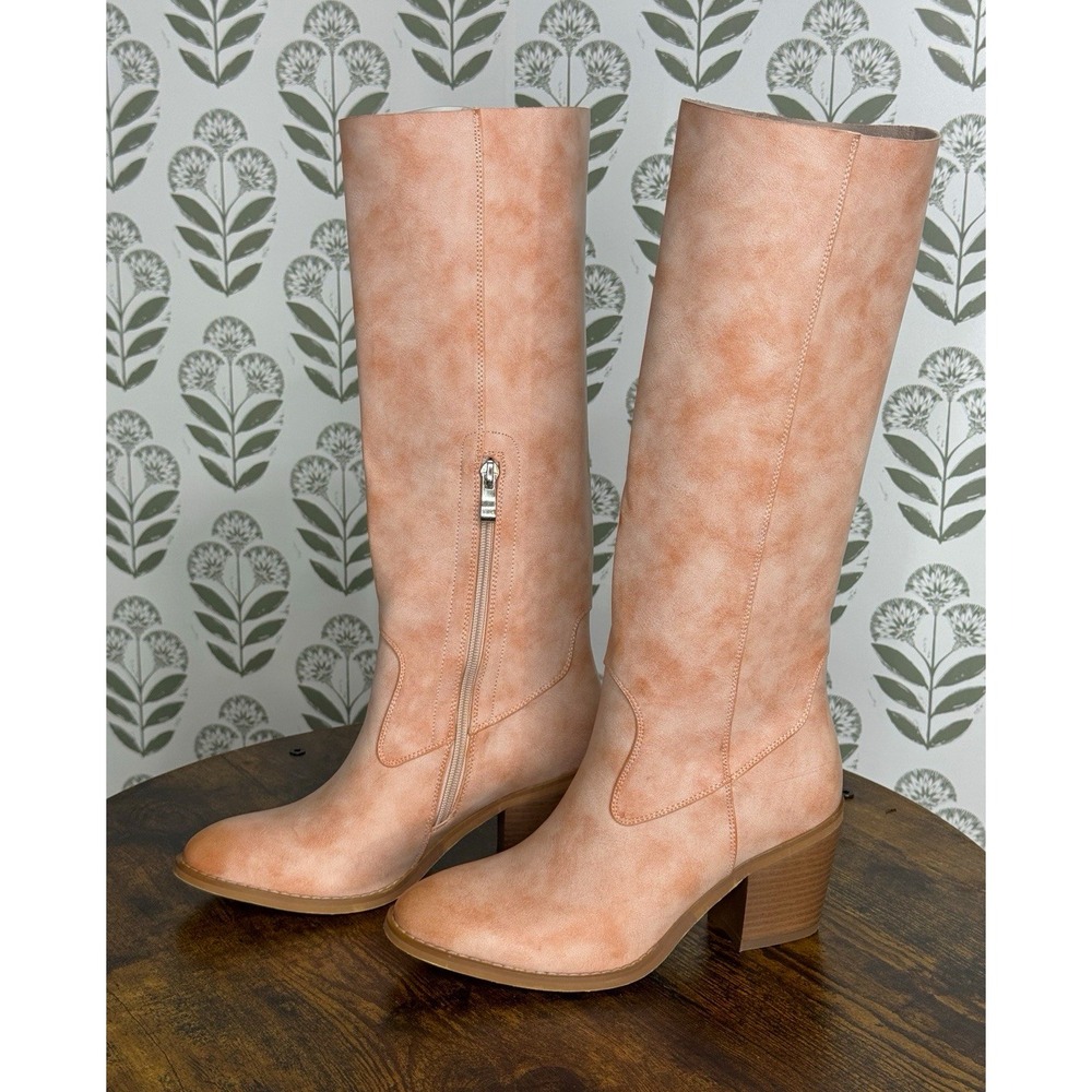 Wetkiss Women's Pink Knee High Riding Boots Western Cowboy Pull On US 6.5 Boho